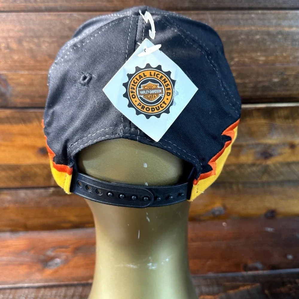 Harley Davidson Embroidered Flames Snapback Hat/ Cap‎ Licensed New With Tags